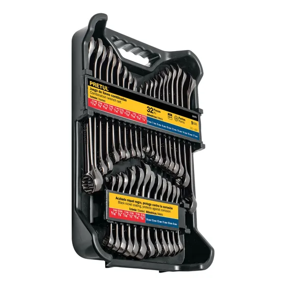 Juego De Llaves Mixtas 32pz Mm Y Std Pretul J-2032mpg Negras Color Negro