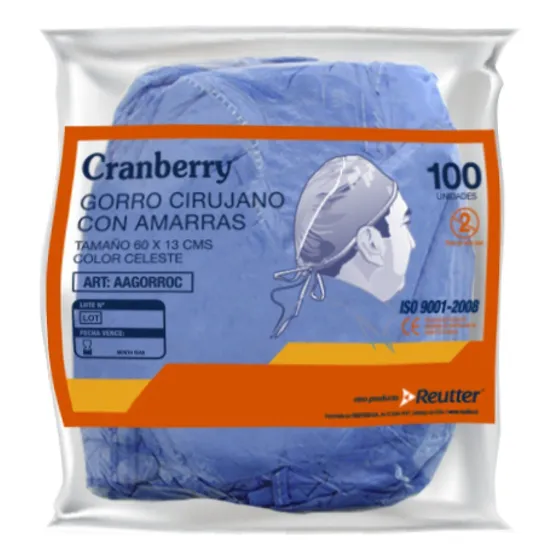 Gorro Cirujano Desechable X100 Un Celeste Con Tiras