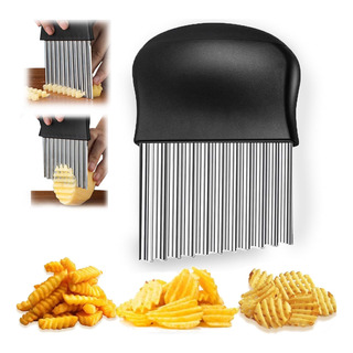 Cortador De Papas Onduladas De Acero Inoxidable Modelo 2023 Negro Cortador De Papas Onduladas De Acero Inoxidable Modelo 2023 Negro