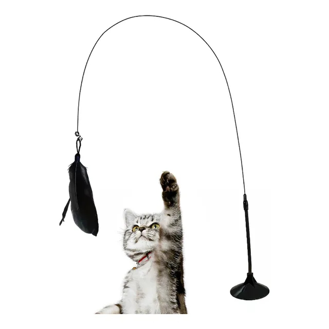 Juguete Para Gato Caña Flexible Con Pluma Y Cascabel