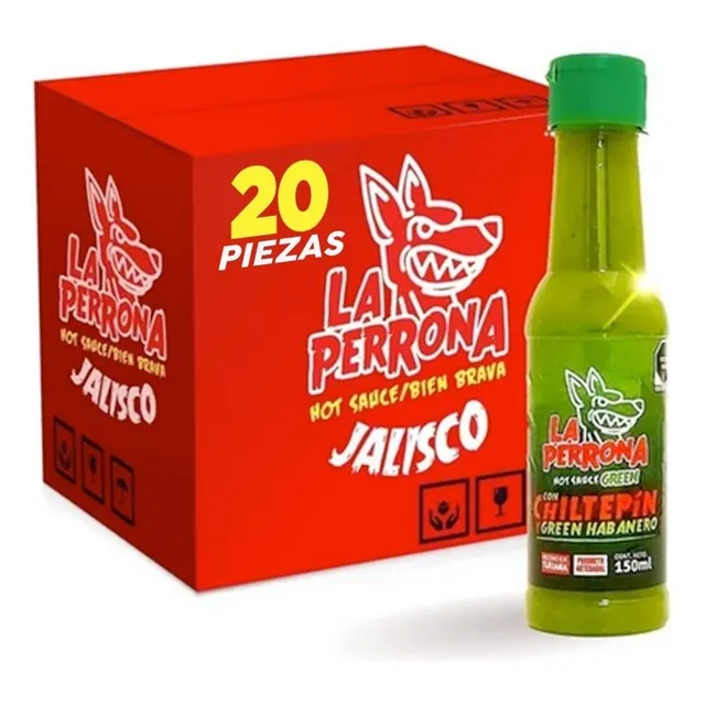 Caja Salsa La Perrona Green Habanero 20 Piezas