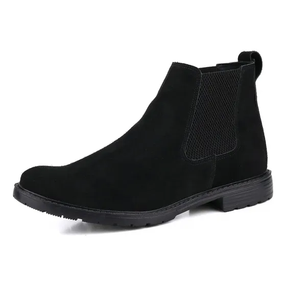 Botina Bota Chelsea Boots Em Couro Camurça Preto Envio Já