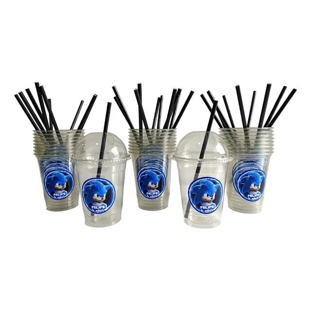 Sonic Vasos Cúpula Sorbito Incluido Sorpresitas Souvenirs 