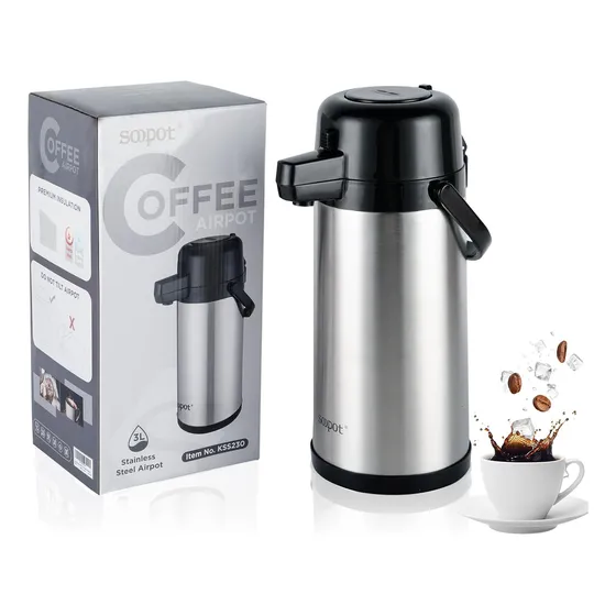 Termo Cafe 1.9l Cromado Bebidas Calientes