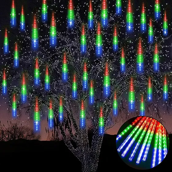 Luces De Lluvia Meteoritos 50cm 10tubos 360 Led Color Jardin