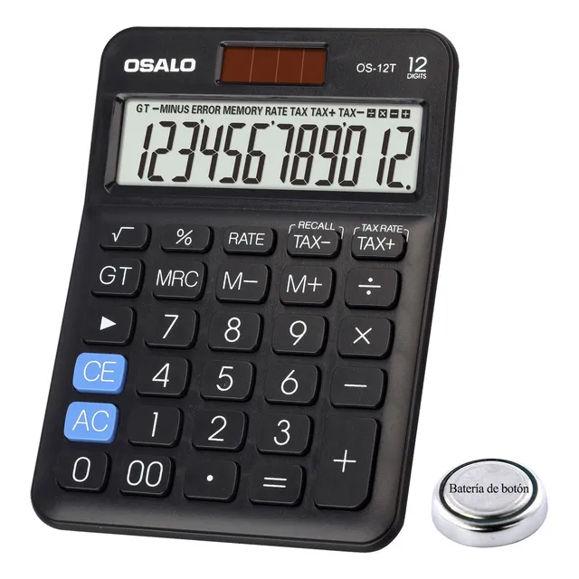 Calculadora Escritorio Osalo Financiero Pantalla Grande Color Negro