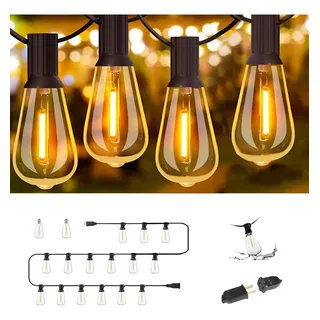 Guirnalda De Luces Foco Led Ambar Adornos Decoracion Vintage En Cuartos Y Jardin Atozele Longitud 15m 15+2 Bombillas De Plástico Impermeable Ip44