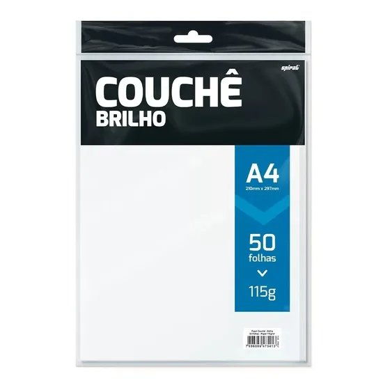 Papel Couché Brilho 115gm² 210x297 A4 Adesivos Folders