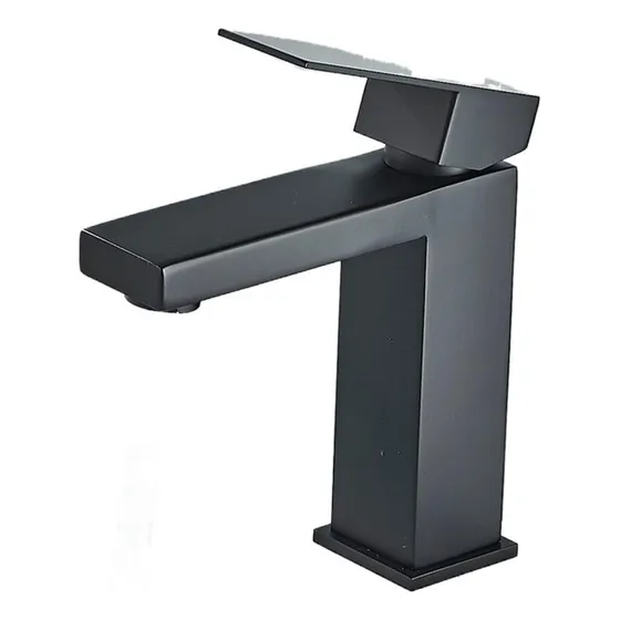 Grifo Lavabo Niquel Cepillado Baño Negro Montado Cubierta A1