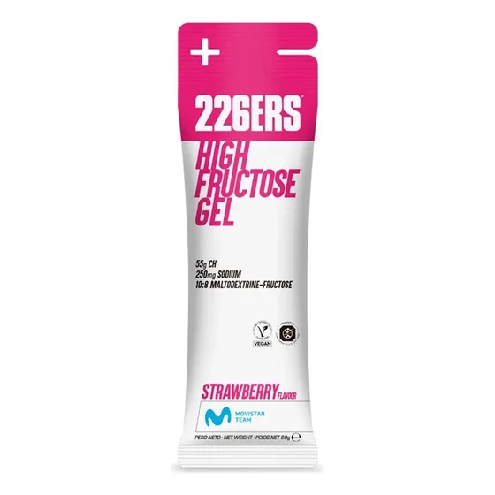 226ers High Frutose Gel 80gr (10 Sachês) Sabor Morango