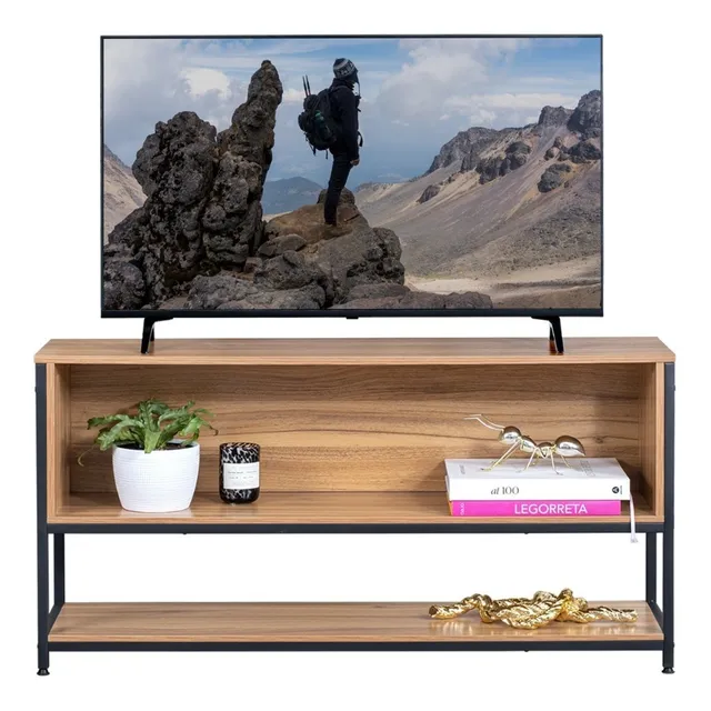 Estante Organizador Mueblana, Librero, Mesa De Tv, 120x30x62 Color Marrón Claro