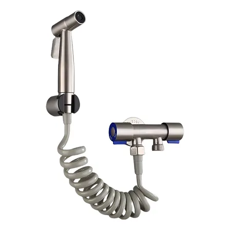 Ducha Higiênica Duas Saídas De 1/2 Mm Aço Inox Com Registro