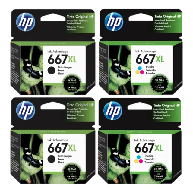 Kit 4 Cartuchos Tinta 667xl 2 Negro 2 Tricolor Buen Rendimie