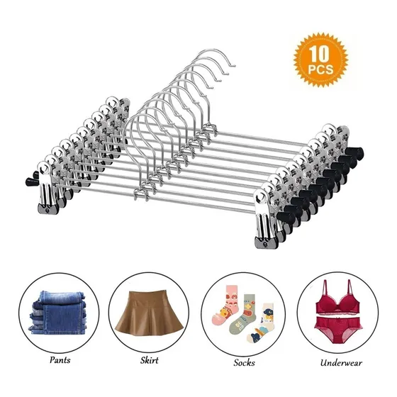 Gancho De Roupas Para Calças De Metal Cromado Com Clipes