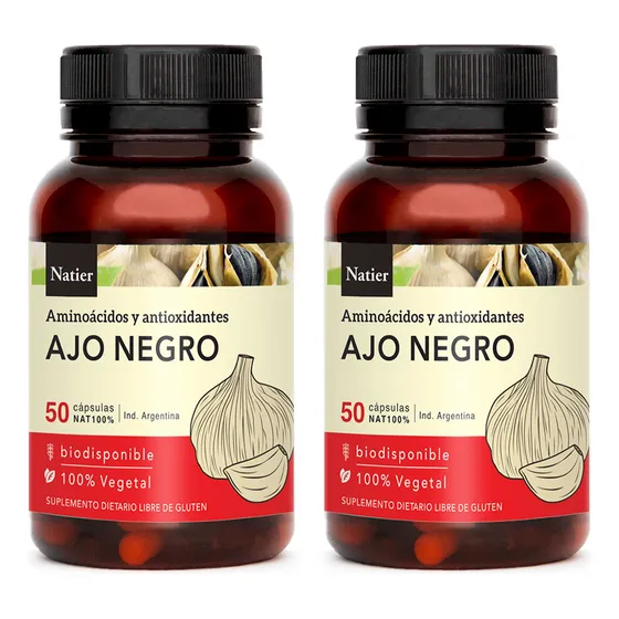 Natier Kit X2 Suplemento Ajo Negro Vegano Antioxidante X 50c