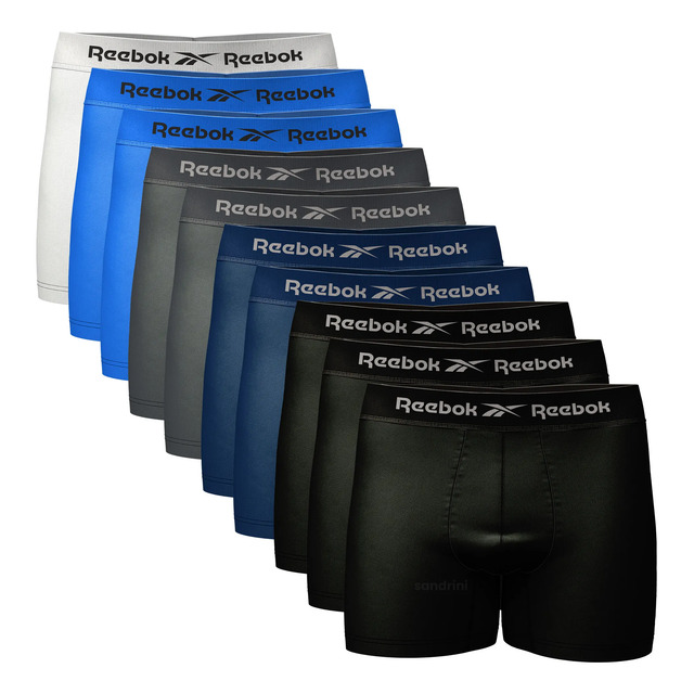 Kit 10 Cuecas Boxer Reebok Sem Costura Microfibra