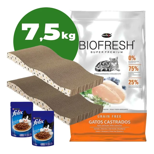 Biofresh Gatos Castrados 7,5kg Pollo +2 Rascadores+2 Salsas