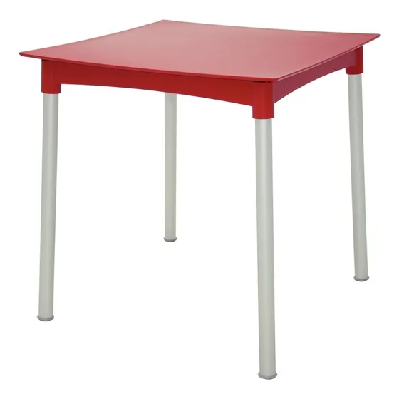 Mesa Quadrada Diana Vermelha Com Pernas Alumínio Tramontina