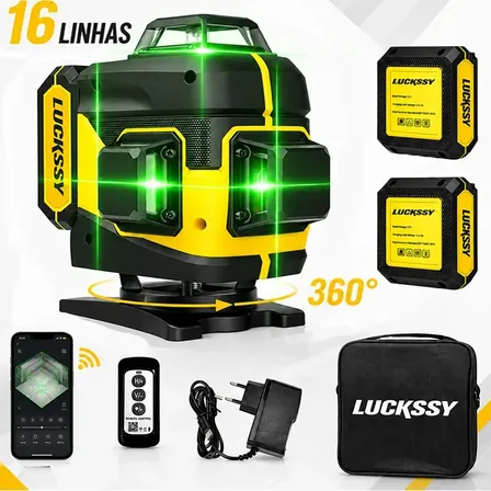 Nível A Laser 16 Linhas 360° Profissional Autonivelante 40m 2 Baterias Recarregável