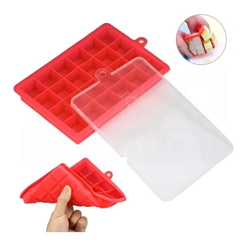 Forma De Gelo Com Tampa 20cm 24 Cubos Sn19224 Mimo Style Cor Vermelho