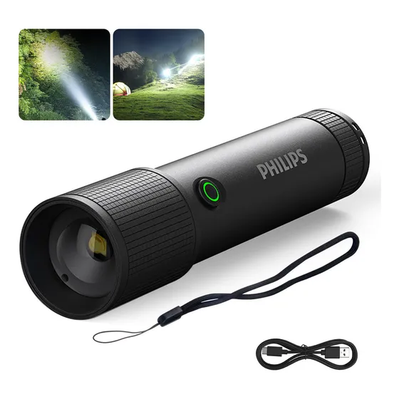 Hx Philips Linterna Táctica Led Recargable Impermeable 10w