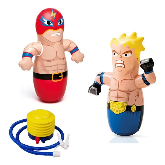 2 Pzs Muñeco Luchador Inflable Golpeable Niños Punching