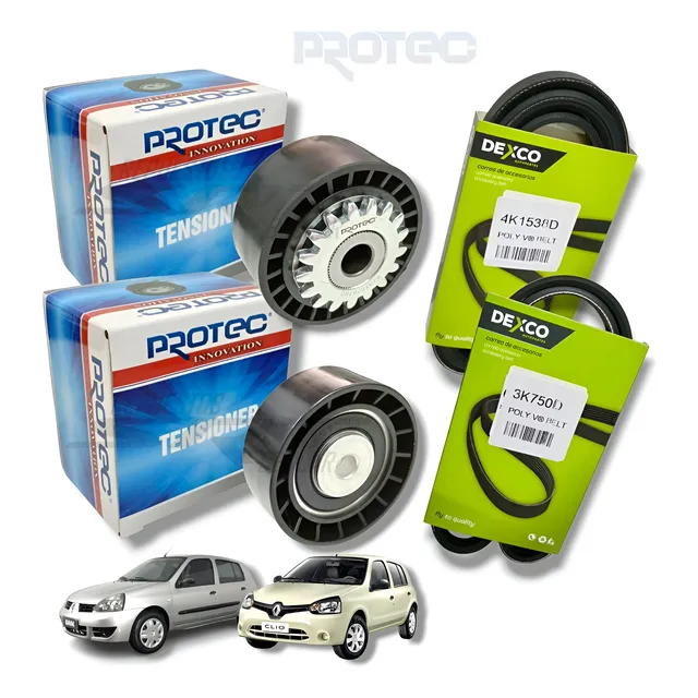 Kit Tensores + Correas Poli V Renault Clio 2 1.2 16v Mio D4f