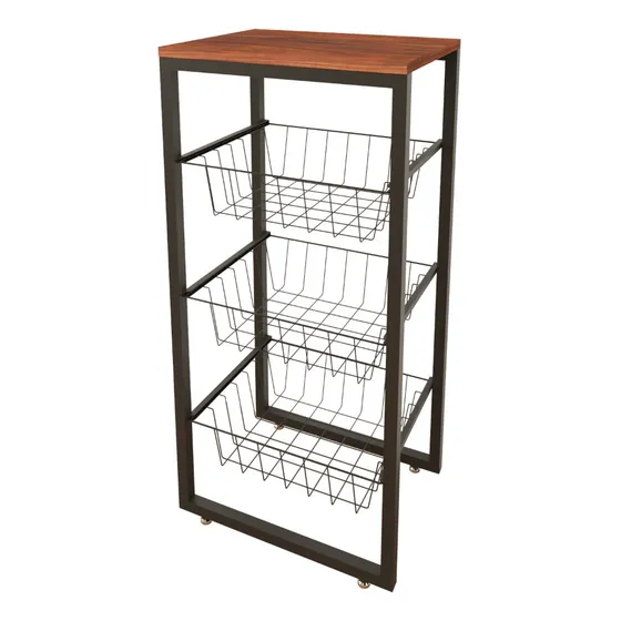 3 Cestos Base Para Bebedouro Belolar Fruteira De Chão Cozinha Preto Fosco Com Pés Regulavel Mdf