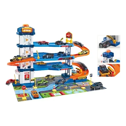 Super Garage De Policia 4 Niveles Con Autitos Y Accesorios
