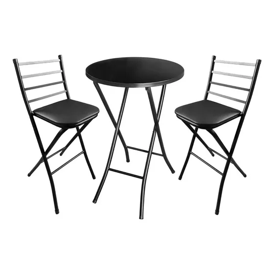 Conjunto De Bistrô 1 Mesa + 2 Bancos Alto Bar Cozinha Barato