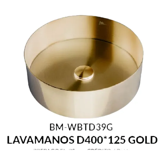 Bm Lavamano Metalizado Redondo 40cm Dorado Satin
