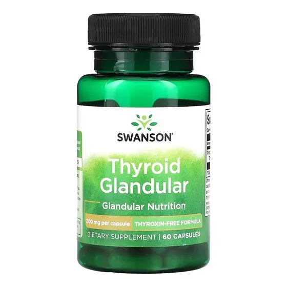 Swanson Glandular Tireoide 200 mg 60 cápsulas Sabor sem sabor