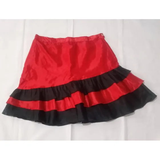 Falda Talla 16 Rojo Oscuro Y Negro Niña Damas Flamenco