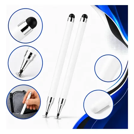 Kit 2 Caneta Touch Screen Stylus 2 Em 1 Ponta Fina Tablet Celular Gurumania