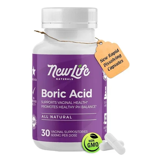 New Life Naturals Supositorio Vaginales Ácido Bórico  600mg