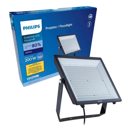 4 Reflector Led 200w Luz Fria 6500k 19000lm 120-277v Negro Blanco Frío