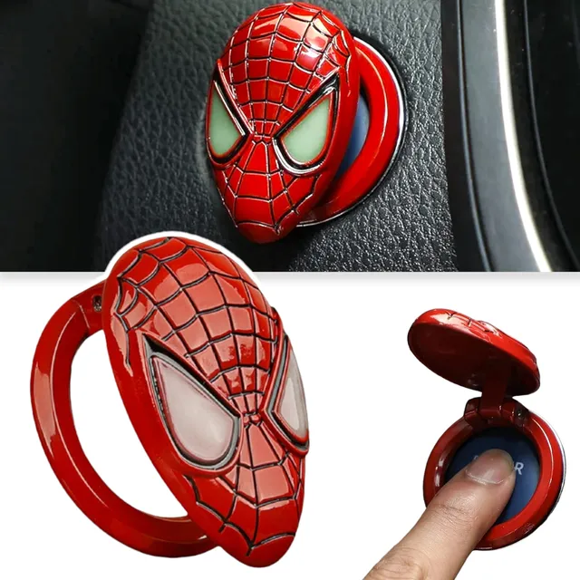 Cubre Boton De Encendido Spiderman   Metal Automovil