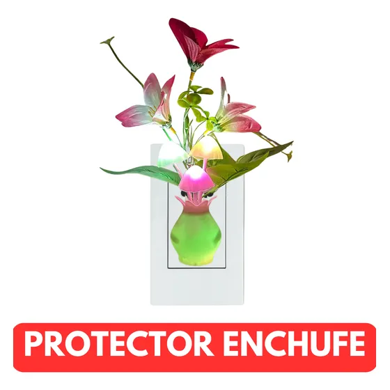 Protector De Enchufe Con Luz Nocturna Para Niños - Flores