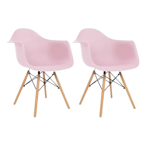 Cadeira Jantar Eames Com Braço Encosto Resistente 2 Unidades