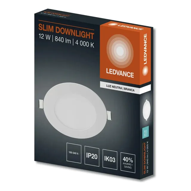 Slim Downlight Led Empotrar 12w/840 Redondo-ledvance