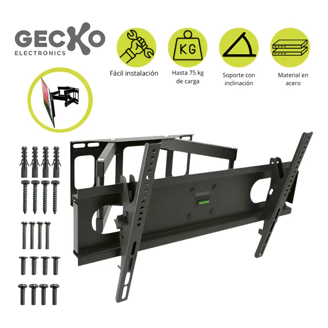 Soporte Articulado Para Tv De 32 A 90 Pulgadas Gecko Color Negro