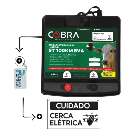 Aparelho De Choque Elétrico Cerca Rural 100km St - Cobra 127v-220v, 50/60hz