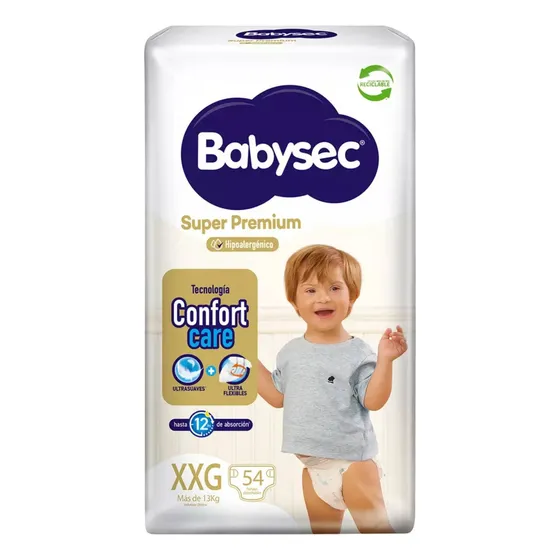 Babysec Pañales Super Premium Confort Care Talla Xxg 54 Unid Extra Extra Grande (xxg) Niños