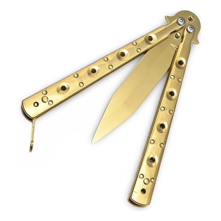 Canivete Butterfly Borboleta Gold Dourado Aço Canivete Butterfly Borboleta Gold Dourado Aço