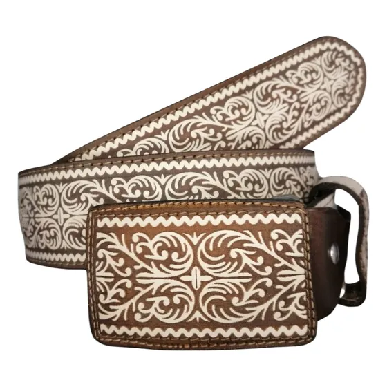 Cinturon Corte Laser Guias Cincelado Cinto Vaquero Charro