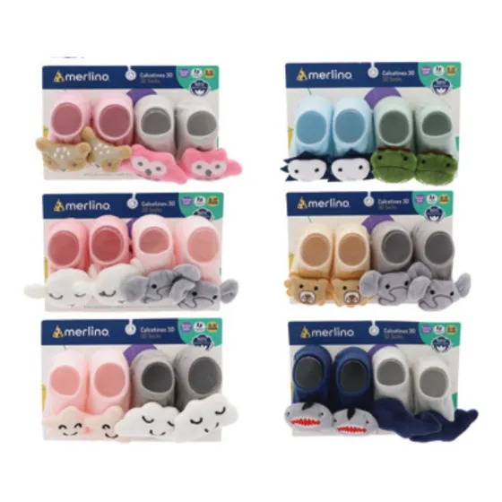 Set De Medias Con Antideslizante Y Peluche Para Bebes