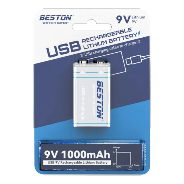 1 Beston Usb 9v 1000 Mah Bateria De Litio Recargable Tipo C