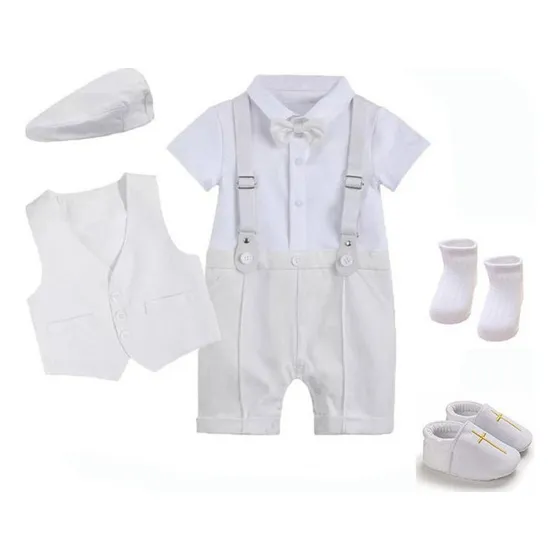 Traje De Bebé Niño Mameluco Caballero Bautizo Boda Mono [u]