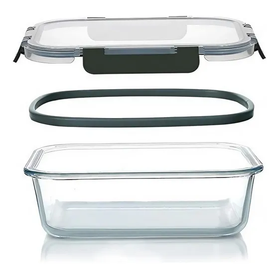 Recipiente Vianda D Vidrio Con Tapa Hermética Cuadrado 520ml