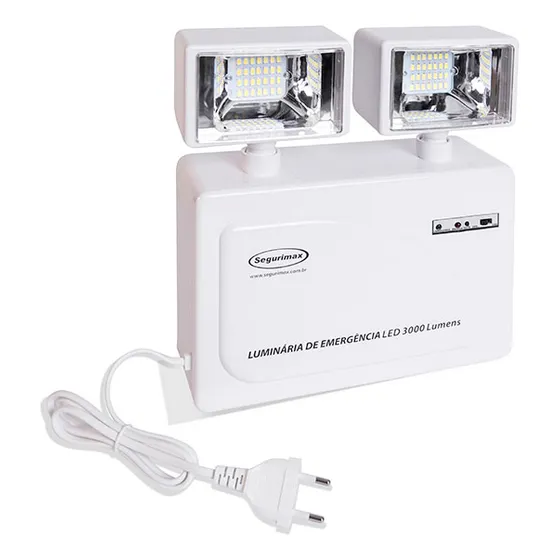 5 Luminaria Led Emergencia C/ 2 Farois 3000lm Segurimax Biv